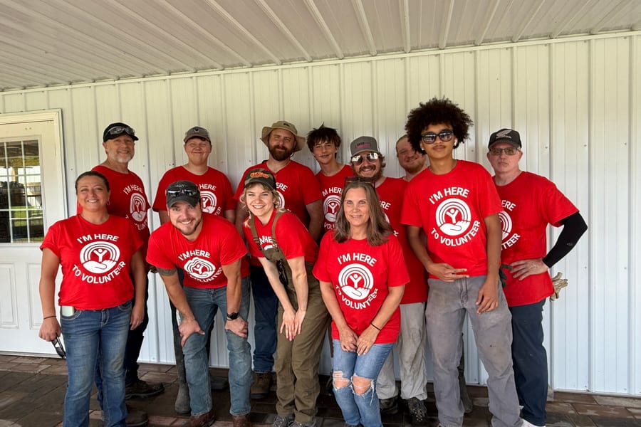 Owens Corning volunteers working at Learning 4 Life Farm during Week of Caring 2026